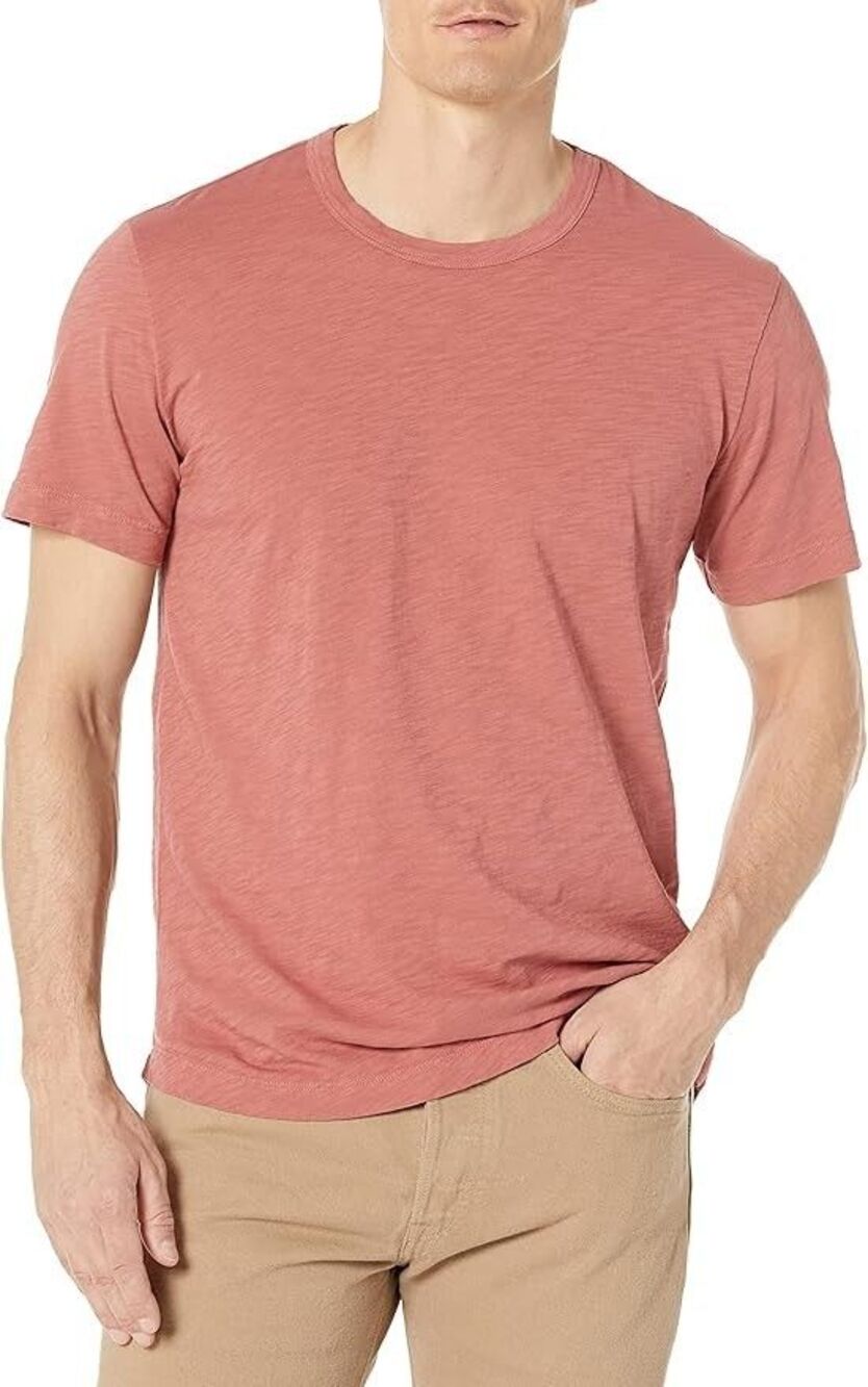 VELVET GRAHAM SPENCER Shirt Mens Small Pink Pullover Crew Slub Cotton T-Shirt